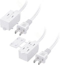 [ETL Listed] Cable Matters 2-Pack 16 AWG 2 Prong Long Extension Cord 15 ft, 13A 3-Outlet Extension Cords with Tamper Guard, 13 Amp, 1625 Watts, White