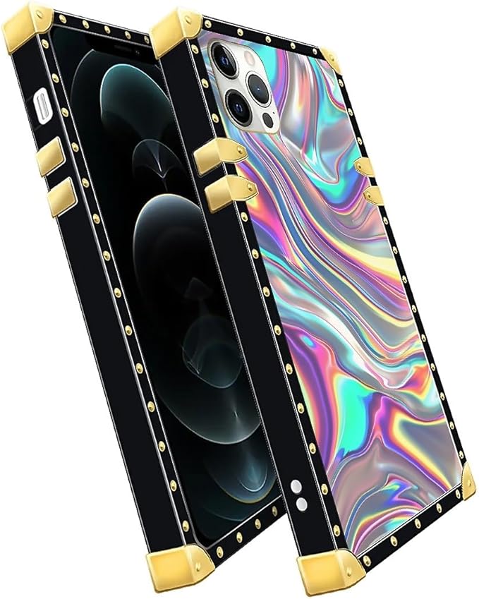 Compatible with iPhone 11 Pro Max Case, Holographic Abstract Iridescent Textures Luxury Golden Decoration for Girl Women Soft TPU Shockproof Protective Hard PC Back