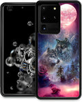 for Samsung Galaxy S20 Ultra Case, Star Two Wolfs Howling Pattern Graphic Design Girl Boy Soft Silicone Hard Acrylic Shock Protection for Samsung Galaxy S20 Ultra