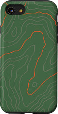 Backcountry Topo Guide Orange Lines Topographical Map Case for iPhone SE (2020) / 7 / 8