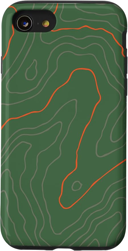 Backcountry Topo Guide Orange Lines Topographical Map Case for iPhone SE (2020) / 7 / 8