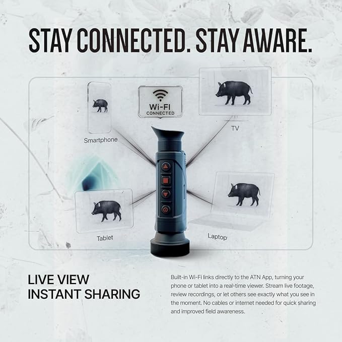 ATN BlazeHunter XD 1280x1024 Thermal Monocular w/SharpIR AI, 1000m Laser Rangefinder, 1920x1080 OLED, Wi-Fi, 32GB, IP67