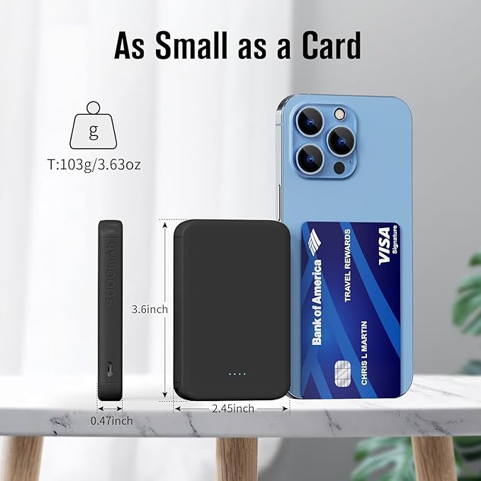 VANYUST S22 Portable Charger, Mini Colorful Power Bank, PowerNano, 5000mAh External Battery Pack Compatible with iPhone 15/14/13/12/11/X All Series and Android Phone