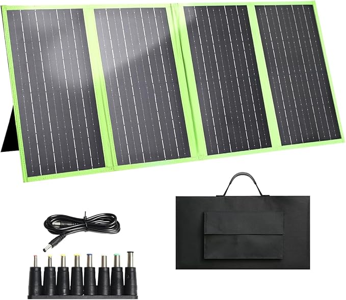 New Tech 60W Portable Solar Panel Charger with USB C, USB A and DC Ports, Outdoor IP67 Waterproof Flodable Solar Charger for Camping, Hiking, Backpacking, High Efficiency Fast Charging