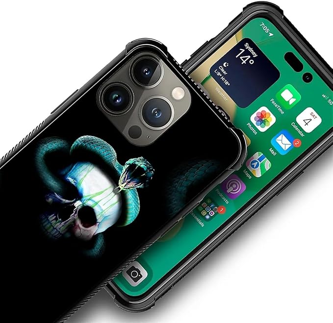 for iPhone 12 Pro Max Case, Skeleton Winding Snake Pattern Graphic Design Girl Boy Soft Silicone Hard Acrylic Shock Protection for iPhone 12 Pro Max