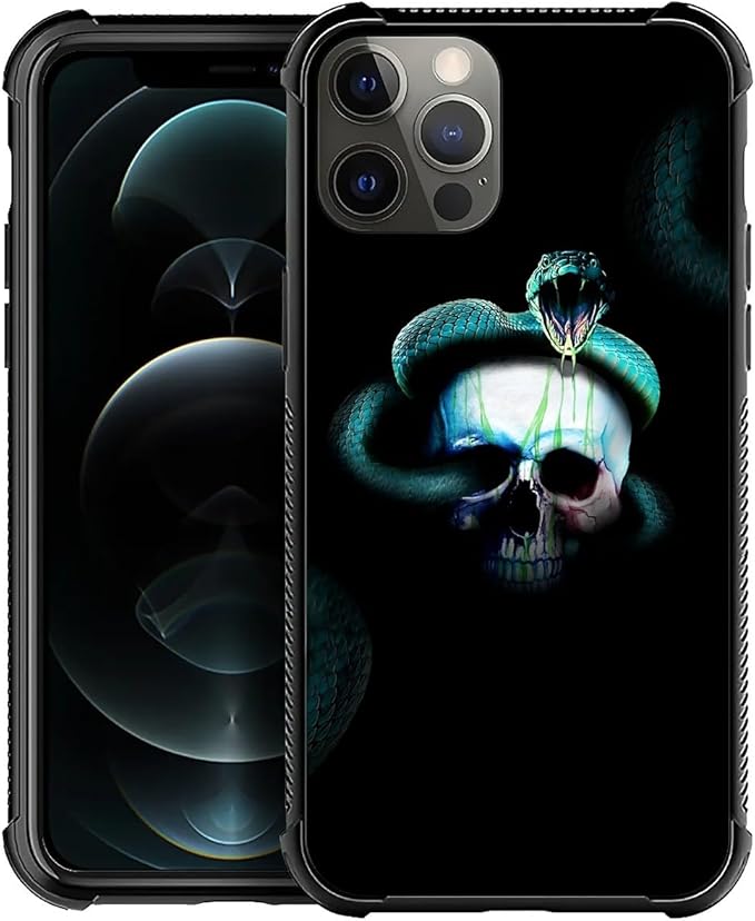for iPhone 11 Pro Max Case, Skeleton Winding Snake Pattern Graphic Design Girl Boy Soft Silicone Hard Acrylic Shock Protection for iPhone 11 Pro Max