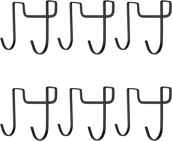 6Pcs Over Cabinet Double Hooks, Stainless Steel Over Cupboard Door Towel Hanger Multi-Purpose S-Shaped Hooks for Kitchen,Bathroom (Black)