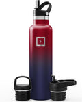 IRON °FLASK Camping & Hiking Hydration Flask with Straw, BPA-Free Insulated Stainless Steel Sports Water Bottle - 24 oz Dark Rainbow