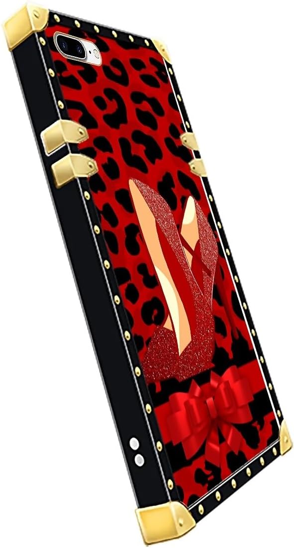 Compatible with iPhone 8 Plus 7 Plus Case, Elegant High Heels Luxury Golden Decoration for Girl Women Soft TPU Shockproof Protective Hard PC Back for iPhone 8 Plus 7 Plus