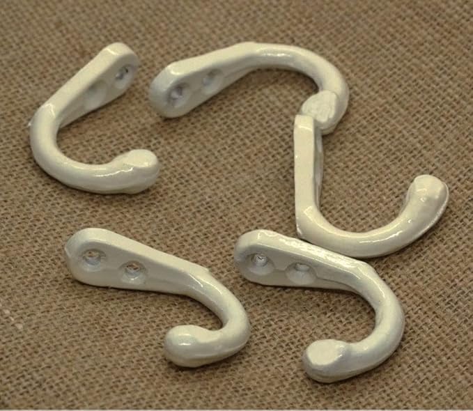 FAPBADRI Multipurpose Hooks, Used to Hang Clothes, Bags, Coats, Curtain Hold Backs, Keys, Colour - Ivory, Material - Aluminium, Screws and Wallplugs Included, Pack of 2 Pieces