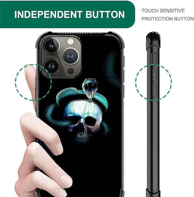 for iPhone 16 Pro Case, Skeleton Winding Snake Pattern Graphic Design Girl Boy Soft Silicone Hard Acrylic Shock Protection for iPhone 16 Pro