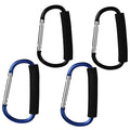 4 Pack Large Carabiner 5.5" D Style Click and Carry Bag Carrier Stroller Hooks(Black and Blue)
