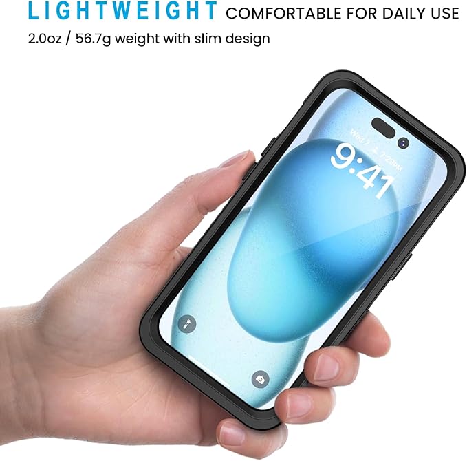 Lanhiem Magnetic for iPhone 15 Case, Waterproof Dustproof Cover [Built in Screen Protector] [Compatible with MagSafe], Full Body Heavy Duty Protective Phone Case for iPhone 15-6.1”(Black)