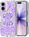 MOSNOVO for iPhone 17 Case | Military Grade 6.6ft Drop Tested | Camera Control | Clear with Good Vibes Design