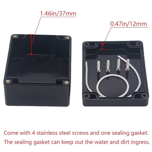 Junction Box IP65 Waterproof ABS Plastic Electrical Project Case Power Junction Boxes, Project Box with 4 PCS M16 Cable Glands 4.53x3.54x2.17 inch (115 x 90 x 55 mm)