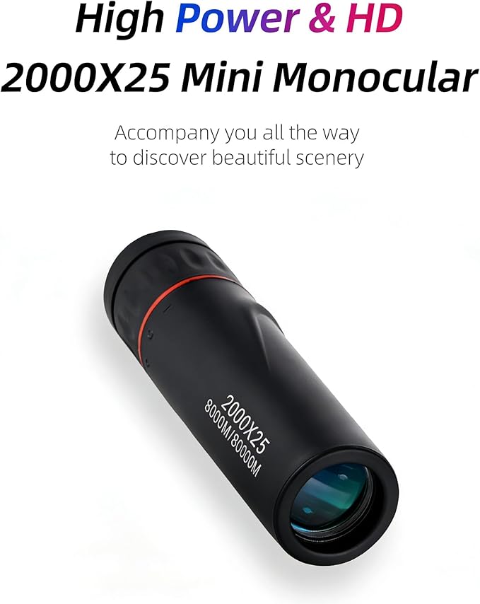 Mini Monocular Telescope with Phone Adapter, 25X Magnification Portable Single Tube for Hiking, Bird Watching, Stargazing, and Outdoor Adventures