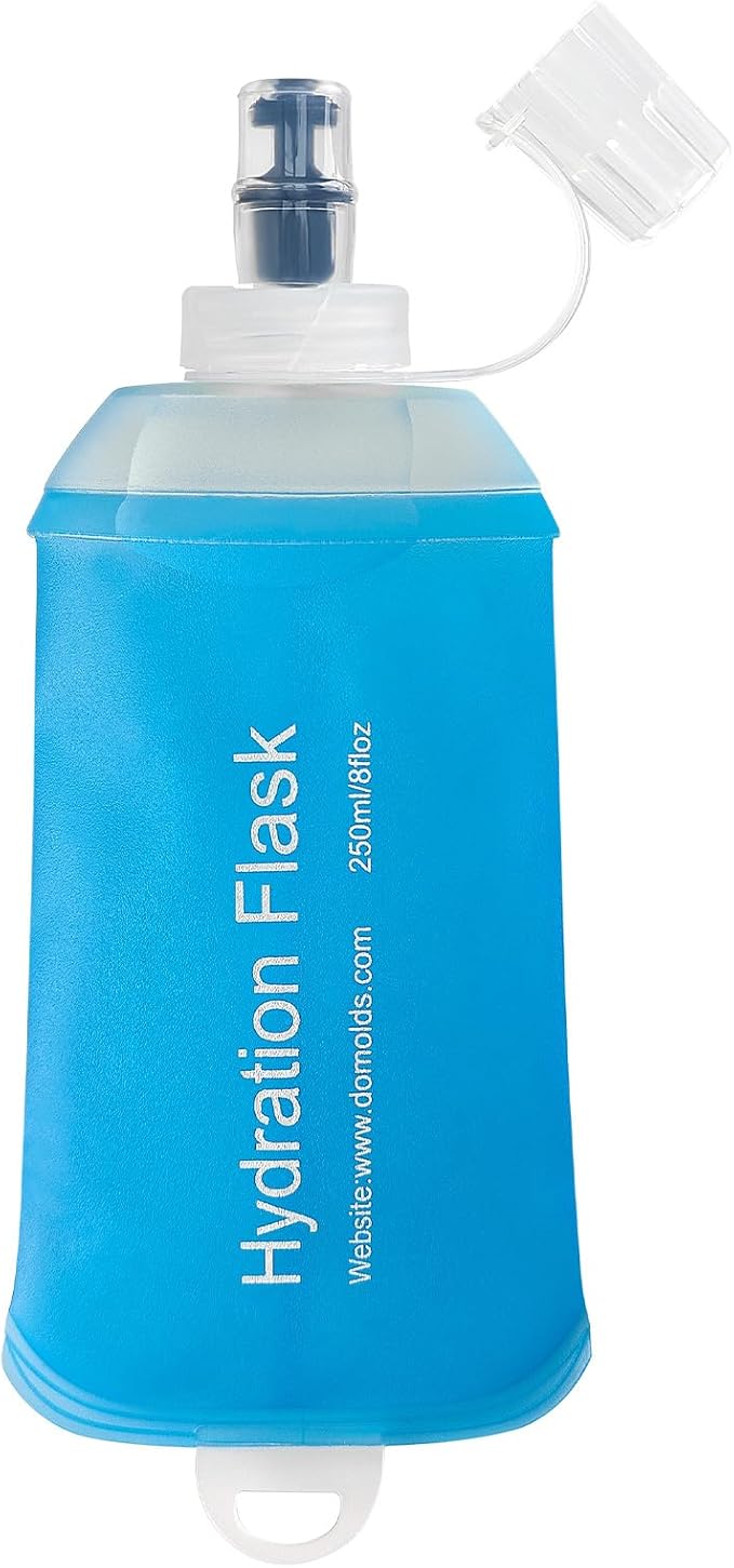 250ml Soft Flask Soft Water Bottle for Running, Hiking, Travelling, Cycling and Climbing - TPU Material - Blue