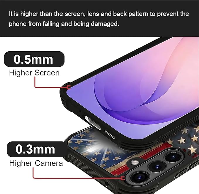 for Samsung Galaxy S26 Case,Graphic Design for Girl Boy Soft Silicone Hard Acrylic Shock Protection Designed for Samsung Galaxy S26 Red American Flag Horse Cross Pattern