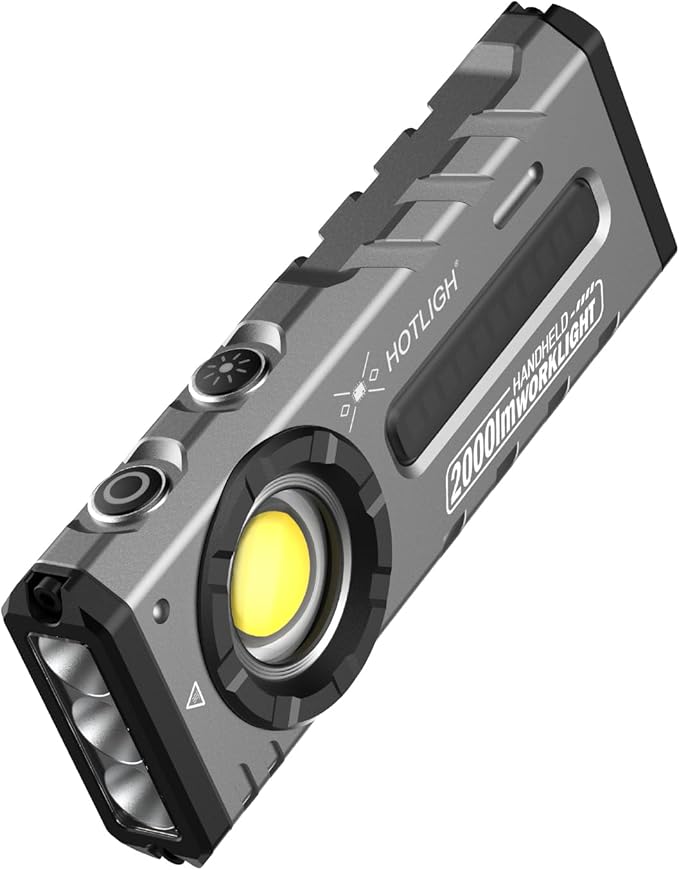 HOTLIGH ZF8313 Rechargeable Flashlight, Magnetic EDC Flashlight Rechargeable, 2000 Lumens LED Flashlight with RGB and UV Lighting Source for Outdoor, Car Repairing