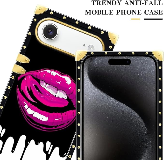 for iPhone 17 Air Case Luxury Golden Decoration for Girl Women Soft TPU Shockproof Protective Hard PC Back for iPhone 17 Air Crazy Pattern Black White Red Slap Sexy