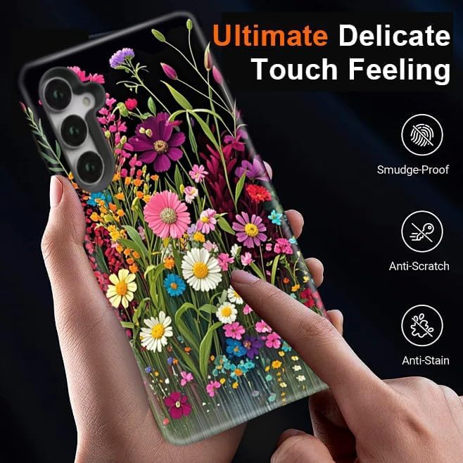 Compatible for Samsung Galaxy S25 Ultra 5G Case, Dual Layer Heavy Duty 2 in 1 Shockproof Protective Phone Case,Beautiful Wildflowers