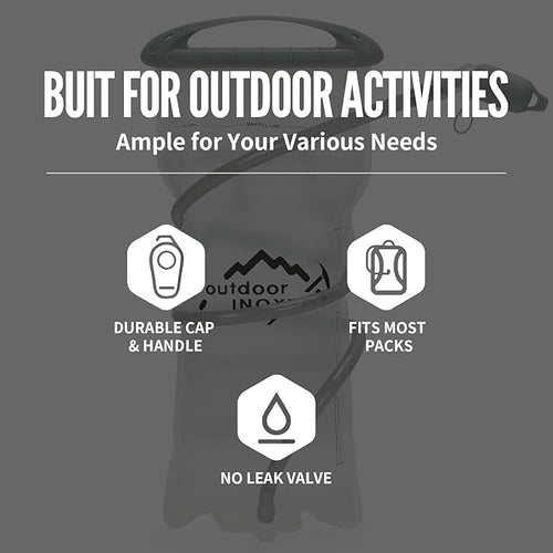 1.5L/2L/3L Hydration Bladder, INOXTO Water Bladder with Water Reservoir Hose Insulator & High Flow Bite Valve for Hiking Backpack, Leak Proof 1.5/2L/3L Water Reservoir for Camping Cycling Running