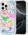 MOSNOVO for iPhone 16 Pro Max Case, Shockproof Military-Grade Protection 6.6ft Drop Tested, Clear Phone Case for iPhone 16 Pro Max, Doodle Cats Design