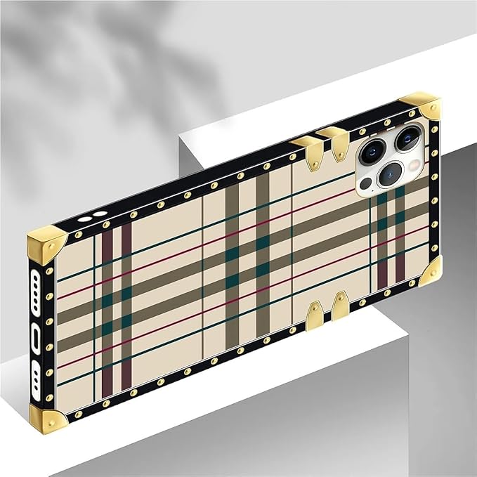 Compatible with iPhone 12 12 Pro Case, Black Red Beige Stripes Luxury Golden Decoration for Girl Women Soft TPU Shockproof Protective Hard PC Back for iPhone 12 12 Pro