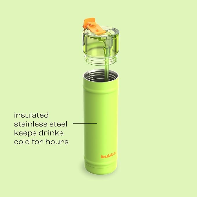 bubba 24 oz Dualsip Insulated Stainless Steel Water Bottle with Straw - Reusable, Leakproof, Lightweight, Dishwasher Safe, Lead-Free and BPA-Free, Glow Up