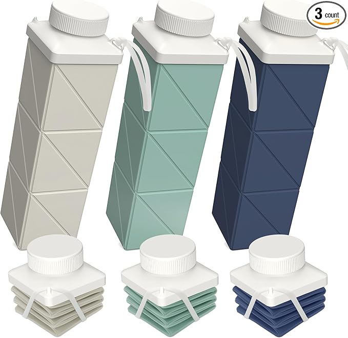 BEAUTAIL Collapsible Water Bottles 24.3oz, Foldable Travel Water Bottle, Portable & Lightweight, Leakproof & Reusable for Traveling Camping Hiking Yoga Sports Outdoor School Office
