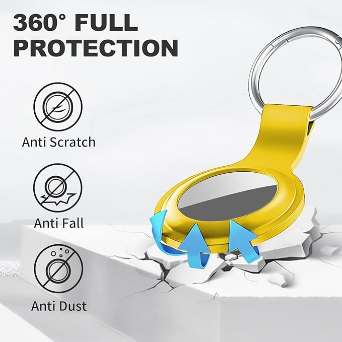 Linsaner Case for AirTag 2nd Gen (2026) & 1st Gen, Silicone Holder Keychain Key Ring, Protective Cover for Apple for Air Tags, GPS Finder Accessories for Bags, Pets, Kids, Luggage, Yellow