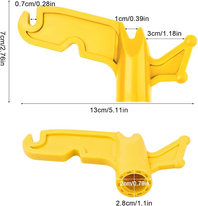 BOXOB 2pcs Christmas Light Extension Pole Hook Heads, 3/4" Inner Diameter Multi-Purpose Plastic Utility Hanger Attachment Screw on Telescoping Pole Handle Hooks for Hanging Light (Yellow)