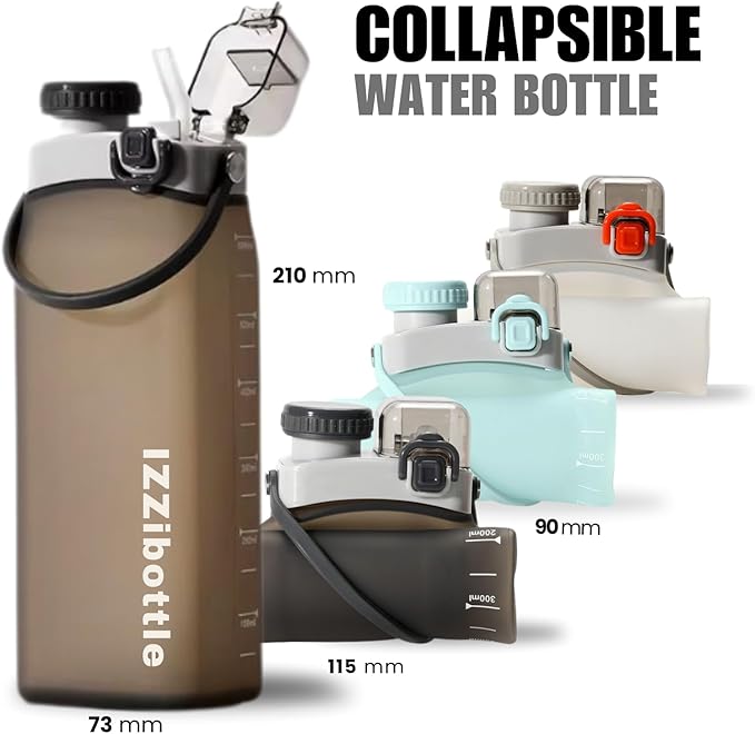 Collapsible Lightweight Silicone Water Bottle (600ml, Brown) | BPA Free, Eco-Friendly, Medical Grade | Leakproof Bottle for Sports, Travel, Hiking, Gym, Outdoor Adventures and Daily Use