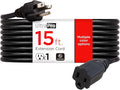 UltraPro Outdoor Extension Cord, 15 Ft, Heavy Duty Extension Cord, Double Insulated, Grounded, 16 Gauge, 3 Prong Extension Cords, General Purpose Long Extension Cord, UL Listed, Black, 36824