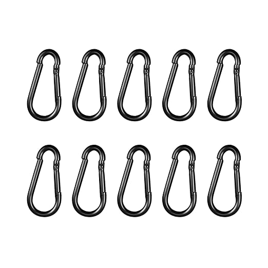 Black Carabiner, Heavy Duty Galvanized Steel Spring Snap Hook Carabiner Clips with 220LBS Holding Capacity, Ideal for Outdoor, Hammock, Swing and Travel (10PCS M5 2Inch)
