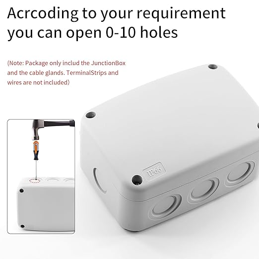SuperInk White Outdoor Junction Box IP66 Waterproof Electrical Enclosure 4.9"x3.3"x2.3" PVC/ABS Weatherproof Project Box, Compact Electrical Case for Garden, CCTV, DIY Wiring,2PCS