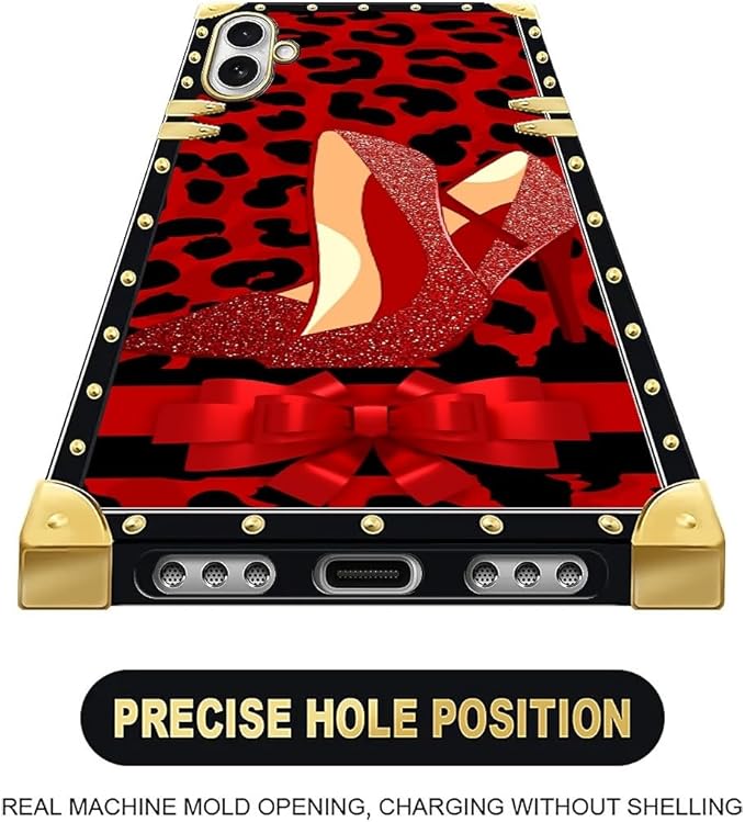 for iPhone 17 Case Luxury Golden Decoration for Girl Women Soft TPU Shockproof Protective Hard PC Back for iPhone 17 Crazy Pattern Elegant High Heels