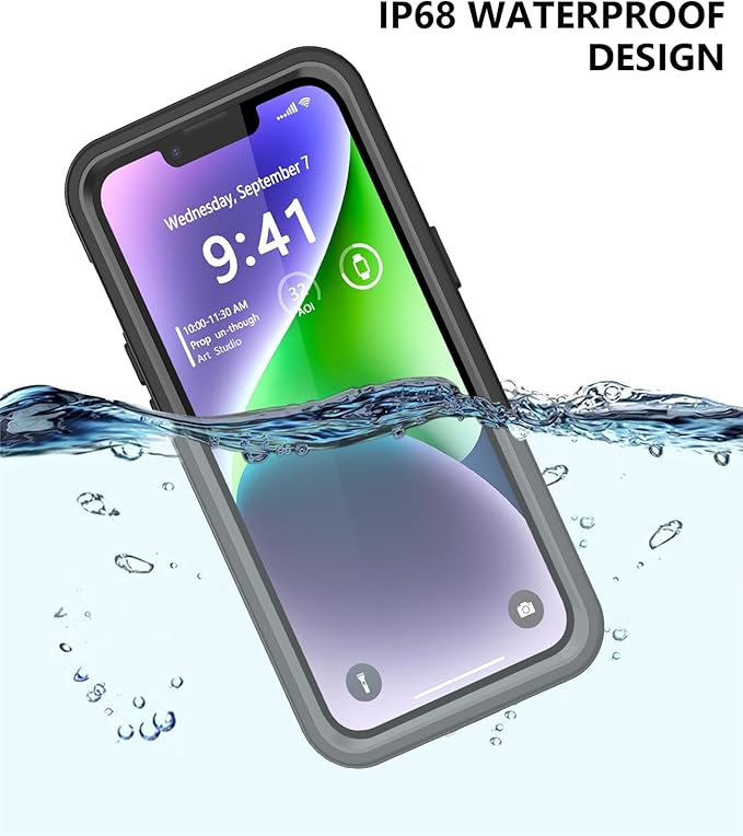 Protebox for iPhone 14 Waterproof Case with Built-in Screen Protector, Shockproof Dustproof Full Body Protective IP68 Waterproof Phone Case for iPhone 14 6.1 inch (Black)