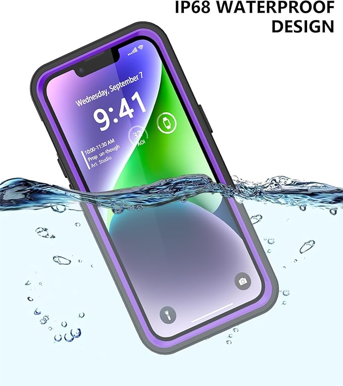Protebox for iPhone 14 Waterproof Case with Built-in Screen Protector, Shockproof Dustproof Full Body Protective IP68 Waterproof Phone Case for iPhone 14 6.1 inch (Purple)