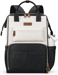 Maelstrom Laptop Backpack, Fits 15.6-17.3 Inch Travel Backpack Gift for Women Men, Waterproof College School Computer Bag, Anti-theft Business Work Bag with Luggage Strap (Black-Beige, 15.6 Inch)