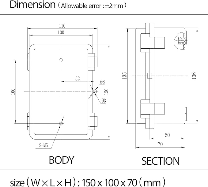 ABS Plastic Dustproof Waterproof IP65 Junction Box Hinged Shell Universal Electrical Project Enclosure Gray, with PC Transparent Clear Cover 5.9 x 3.9 x 2.8inch(150 x100 x70mm)