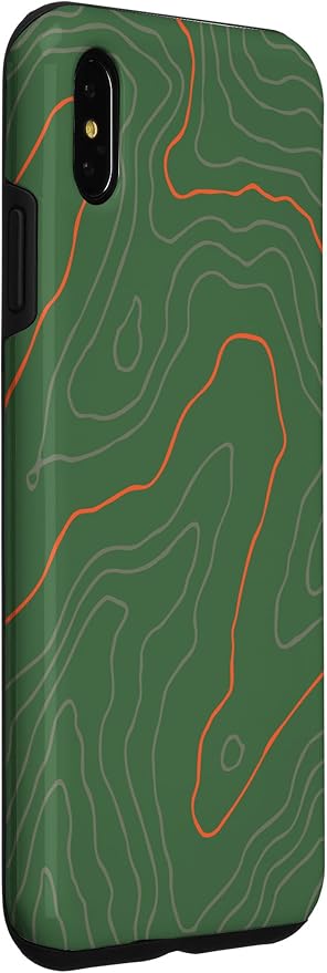 Backcountry Topo Guide Orange Lines Topographical Map Case for iPhone XS Max