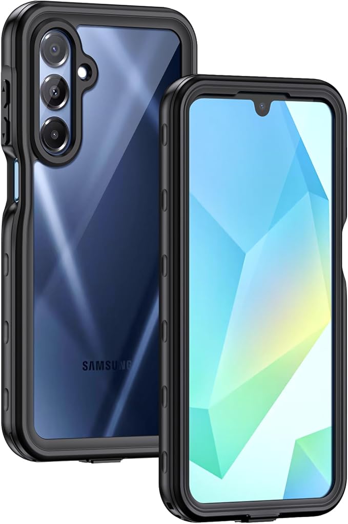 Lanhiem for Samsung Galaxy A16 5G Phone Case, IP68 Waterproof Dustproof, Built-in Screen Protector, Rugged Full Body Shockproof Protective Cover for Samsung A16 5G / 4G 6.7", Black/Clear | IP68 Waterproof, Dustproof, Rugged, Full Body, Shockproof