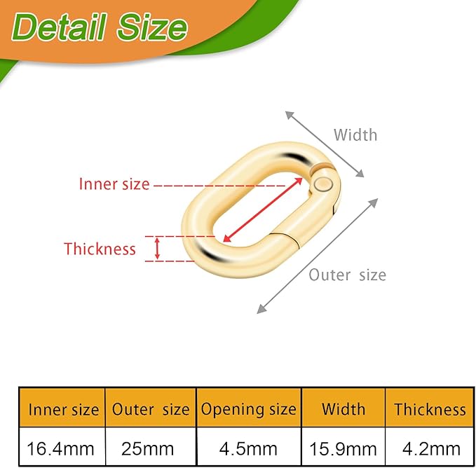 10Pack 5/8 Inch Small Oval Carabiner, Metal Spring Tiny Carabiner Clips for Paracord Keychain Lanyard, Car Key Rings, Dog Tag Clip, Pets Collar Buckles, Purse Keychain Replacement (Light Gold)