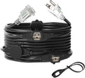 oviitech 25FT Power Extension Cord 3 Prong, 14 Gauge SJTW 5-15R Male Plug to Female Connector,7 Outlet Cable,Multiple Evenly-Spaced Plug,Suitable for Stage Setting or Outdoor,UL Certified Outlet Cable