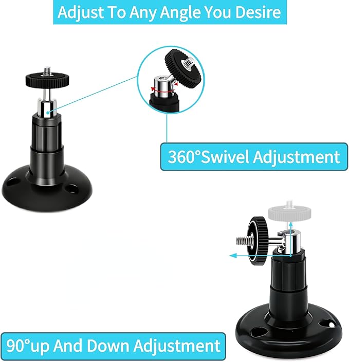 2 Pack Adjustable Security Wall Mount for Ring Stick Up Cam & Ring Outdoor Cam Plus, Indoor Outdoor Mount Bracket for Arlo HD/2/3/4, Ceiling Mount Kit, VHB Adhesive or Screw, No Drill