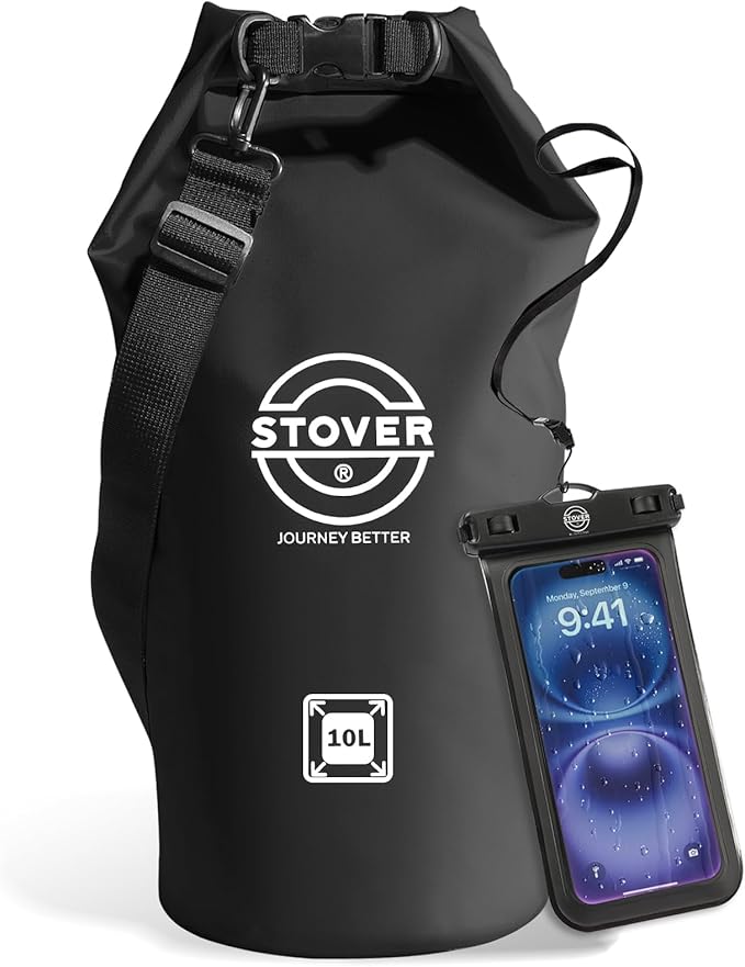 STOVER 5/10/25/30/40/55L Waterproof Dry Bag- Roll-Top Backpack w/Phone Case- Kayaking, Hiking, Camping, Boating- Men/Women