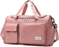 Suruid Travel Yoga Duffel Bag with Shoes Compartment Sports Gym Handbag with Dry Wet Separated Pocket for Training Men and Women, Overnight /Weekender Bag - Pink