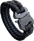 Parachute Cord Bracelets Trilobite Weaved Paracord Bracelet with Side Release Buckle 8.7 inch Black Bracelet for Men Women 1 Set