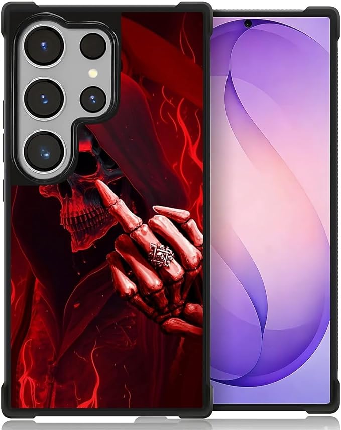 for Samsung Galaxy S26 Ultra Case,Graphic Design for Girl Boy Soft Silicone Hard Acrylic Shock Protection Designed for Samsung Galaxy S26 Ultra Gestures Funny Skull Pattern